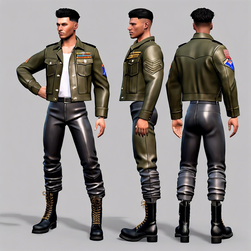 military jacket and combat boots