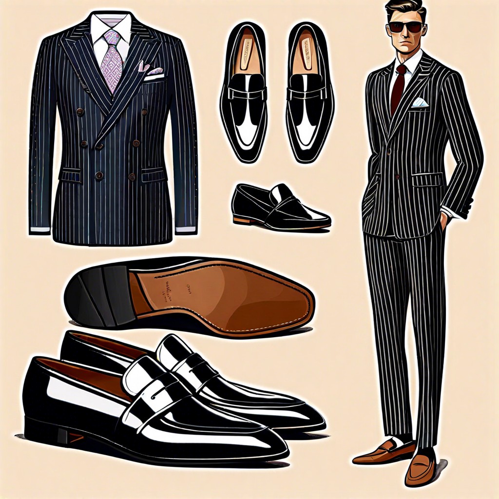 pinstripe suit and two tone loafers